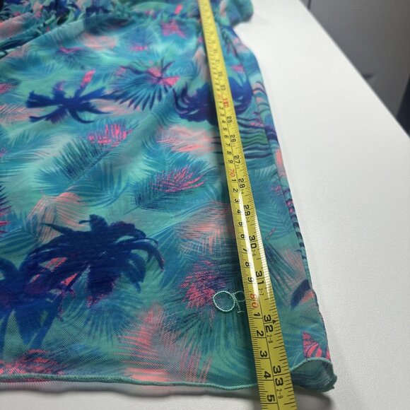OP Swimsuit Coverup Drawstring Waist Tropical Teal and Pink Design in Size Large - Picture 6 of 7